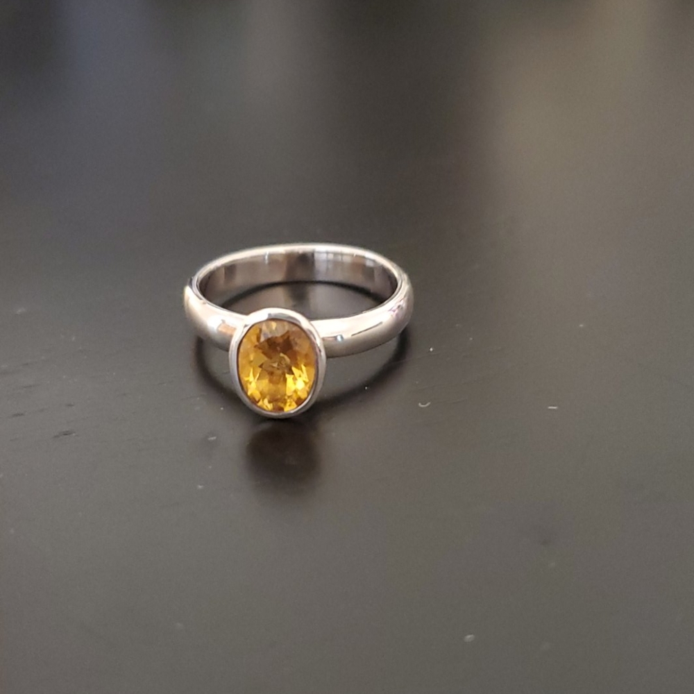 Citrine Ring, Sterling Silver, Size 7